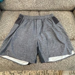 6” Grey Lululemon Surge athletic shorts